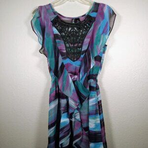 Bisou Bisou Colorful Ruffle Mini dress or Tunic top Size: S